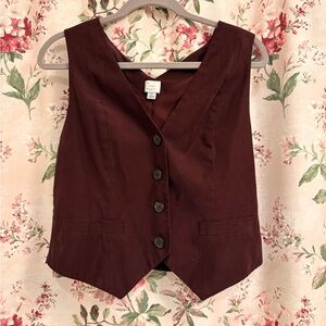 a new day Burgundy Button-Down Vest